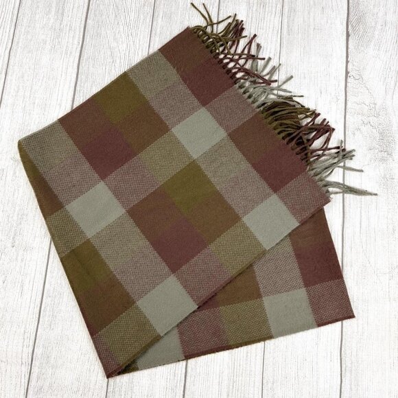 Academia Plaid Earth Tone Wide Acrylic Scarf - Picture 1 of 5